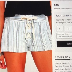 Lulus seaside breeze blue striped shorts.